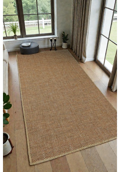 Doğal Jüt Görünümlü Dokuma Kilim Kaymaz Taban, Modern & İskandinav Stil Çok Renkli Çok Renkli