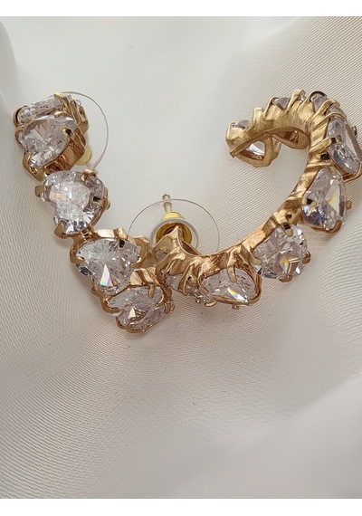 Kalp Zirkon Taşlı Antialerjik Vip Halka Gold Renk Küpe Antialerjik Gold