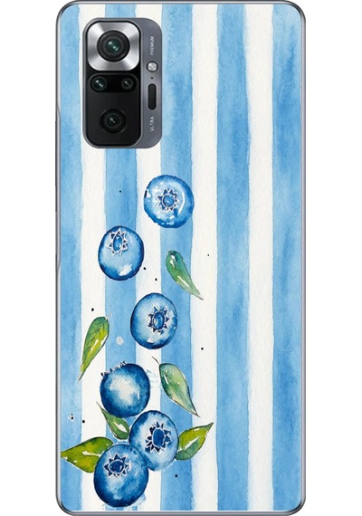 Redmi Note 10 Uyumlu Yaban Mersinleri Baskılı Silikon Kılıf Renkli