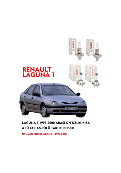 LAGUNA 1 1996 MODEL ÖN UZUN-KISA 4 LÜ FAR AMPÜLÜ TAKIMI BOSCH