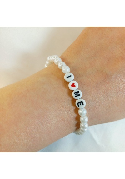 Crystal Atelier I Love Me İnci Boncuklu El Yapımı Bileklik Beyaz