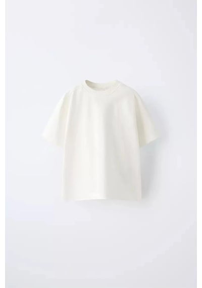 Poala Kids Oversize Unisex Beyaz Basic Tshirt