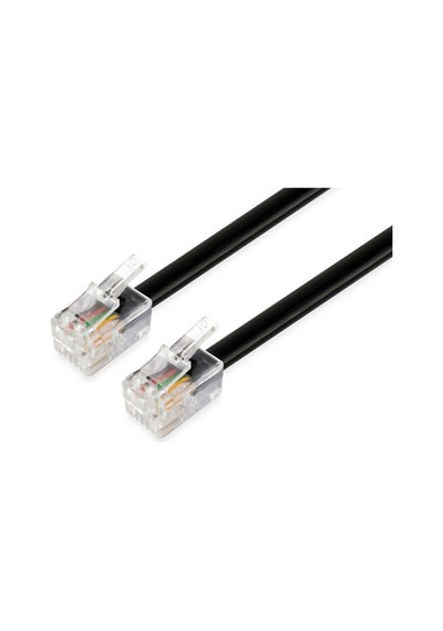 Yassı Telefon Kablosu - Rj11 - 2 Pin - 10 Metre - Siyah
