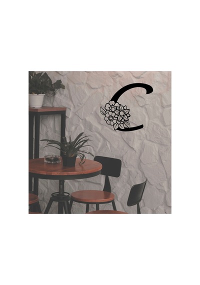 Işıklı Kişiye Özel Çiçekli C Harf Dekoratif Tablo Balkon Duvar Dekorlu Gece Lambası Sarı - 742956779 Sarı