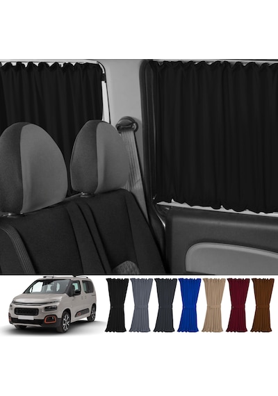 Pandami Citroen Berlingo 2.nesil 2008-2018 Uyumlu Siyah Raylı Oto Perde Takımı
