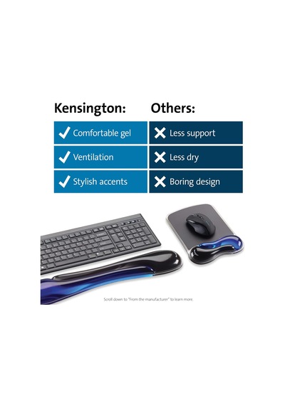 Kensington Duo Gel Mouse & Keyboard Wrist Rest Bundle, Mavi K529