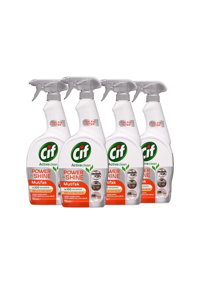 Cif Power & Shine Sprey Mutfak İçin Temizleyici Ve Yağ Çözücü 750 Ml X4 Diğer