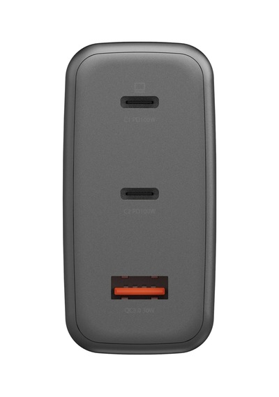 Ampcharge Gan100 2 Adet 100w Type-c Ve 30w Usb 3.0 Çıkışlı Hızlı Şarj Aleti - Koyu Gri