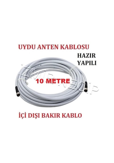 Hazır Uçlu Uydu Anten Çanak Kablosu Kalın 10 Metre