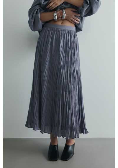 Suud Collection Gri Donette Piliseli Etek