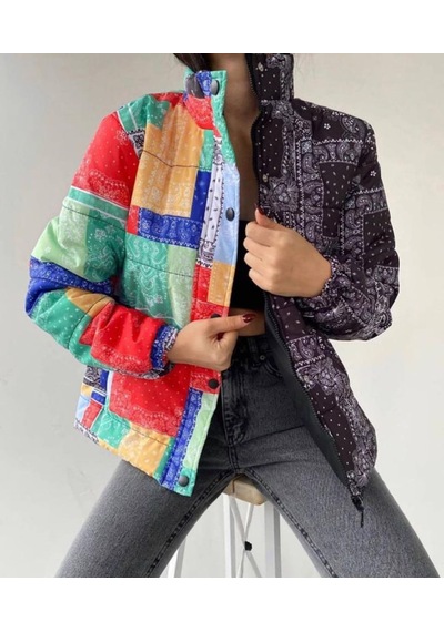 Bandana Desen Patch Bubble Mont Çok Renkli
