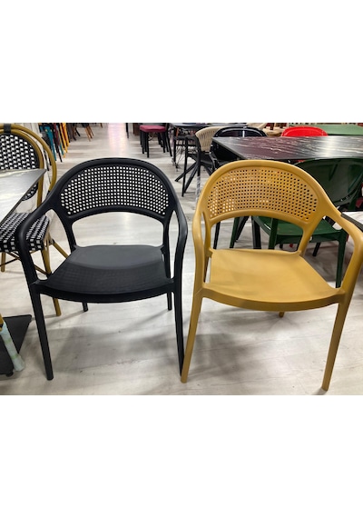 Perfora Model Şık Plastik 4 Adet Hardal Renk Sandalye