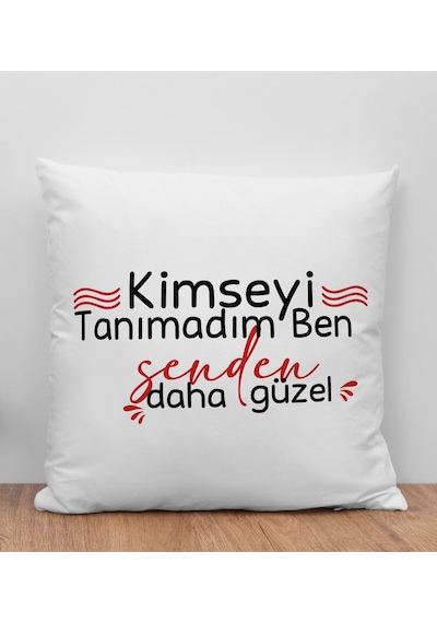 Bk Gift Kimseyi Tanımadım Ben Tasarımlı Beyaz Kırlent Yastık, Arkadaşa , Ev Dekorasyonu, Ev si-2 Bitmeyen135603 Bk Gift