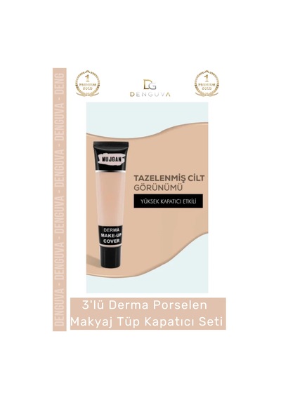 Makyaj Mat Bitişli Aydınlatıcı Kontür Etkili 3'lü Derma Porselen Makyaj Tüp Kapatıcı Seti Çok Renkli
