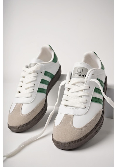 Muggo Jabbar Unisex Ortopedik Günlük Garantili Bağcıklı Yürüyüş Koşu Sneaker Spor Ayakkabı Yeşil