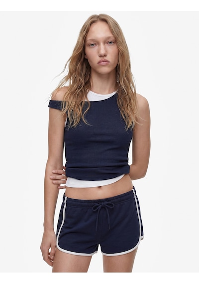 Koton Kaşkorse Pamuklu İkili Katmanlı Kolsuz Halter Yaka Bluz Lacivert 6sal30329ık
