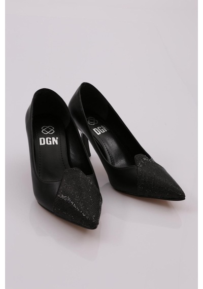 Dgn 639 Kadin Önü Taşli Topuklu Ayakkabi 639-1510-R1534 Siyah
