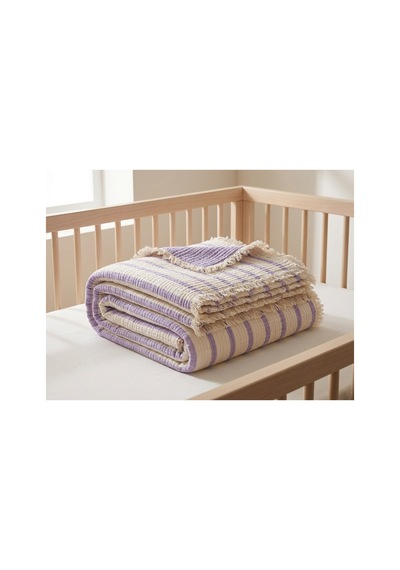 %100 Pamuklu 8 Katlı Multi Müslin Bebek Çocuk Battaniyesi Xl 120x100 Cm Mor - 857854000 Mor
