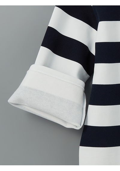 Lcwaıkıkı Classic Lacivert Bisiklet Yaka Çizgili Oversize Kadın Sweatshirt Tunik