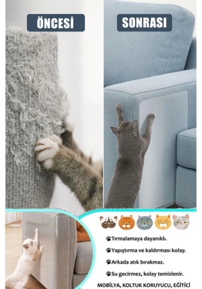 Dayanıklı Kolay Uygulanabilir Yapıştırılabilir Eşya Mobilya Koruyucu Kedi Tırmalama Matı 100 X 30 Cm