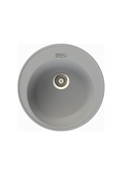 Polex Cristalüx Granit Evye P-06 Gri Tezgah Altı Ve Tezgah Üstü Oval Mutfak Evyesi 51.5x51.5 CM