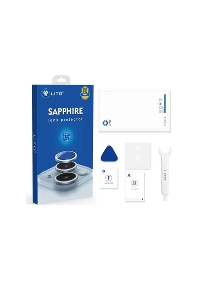Lito Apple iPhone Uyumlu 16 Pro/16 Pro Max Sapphire Kamera Lens Koruyucu Black Siyah