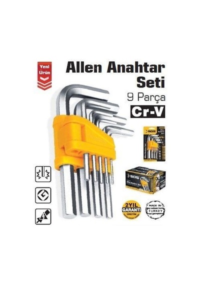 Sgs1060 - 9 Parça Hex Düz Allen Anahtar Seti