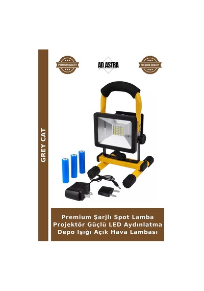 Premium Şarjlı Spot Lamba Projektör Güçlü Led Aydınlatma Depo Işığı Açık Hava Lambası