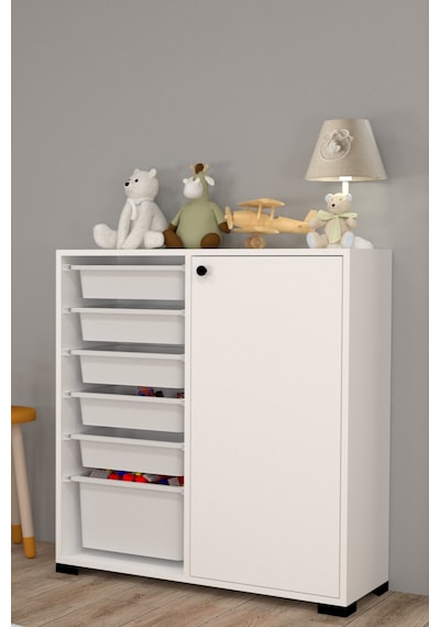 Rüya No.4 Modern Kullanışlı Beyaz Geniş Kapaklı Çok Amaçlı Sepetli Dolap