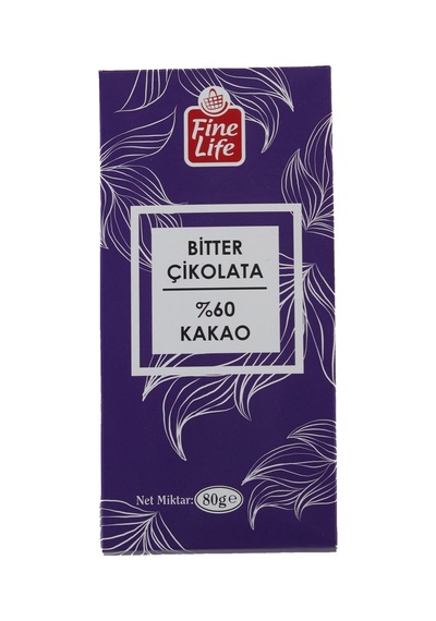 Fine Life Tablet Çikolata 80 G Bitter - Enerji Veren Lezzet 2'li Ekonomik Paket - 2 Adet Tarı