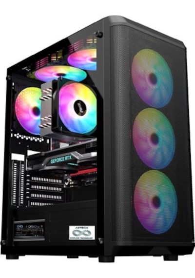 Aztech Sky Hawk Azt18 600w Temper Cam , Mesh Panel Siyah 4 12cm Rgb Fan + Usb 3.2 Gaming Kasa Aztech Sky Hawk Azt18 600w Temper Cam , Mesh Panel Siyah 4 12cm Rgb Fan + Usb 3.2 Gaming Kasa
