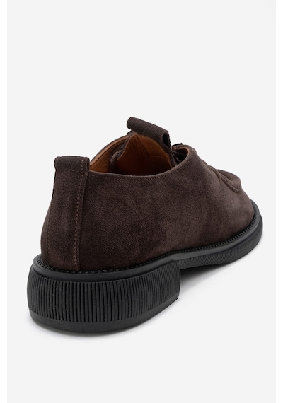 Luvishoes Luvi Shoes Band Kahverengi Süet Hakiki Deri Bağcıklı Kadın Loafer Ayakkabı Kahverengi