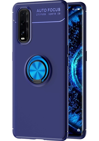 Oppo Find X2 Uyumlu Kılıf Range Yüzüklü Silikon - Mavi