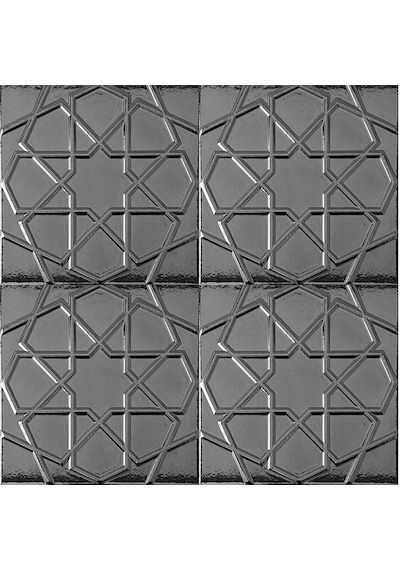 Armada Çini 20x20 Cm Rölyefli Metalik Selçuklu Yıldızı Deseni Çini Karo
