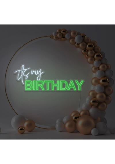 İts My Bırthday Yazılı Neon Tabela Yeşil