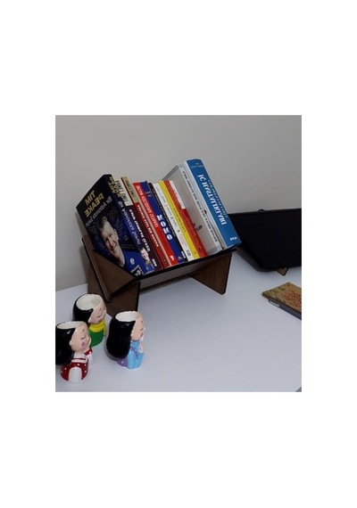 Mini Ahşap Masaüstü Kitaplık, 34 Cm Ve 50 Cm Seçenekleri Abanoz - Beyaz