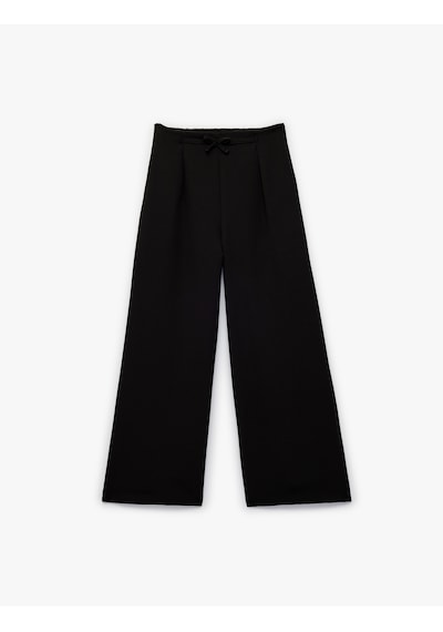 Koton Fiyonk Detaylı Beli Lastikli Geniş Paça Pantolon Siyah 6skg40091aw Siyah