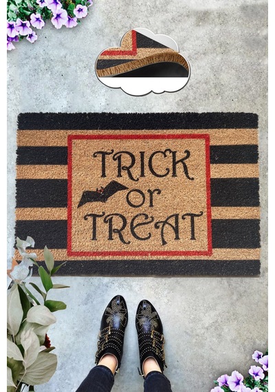 Coco Trick or Treat 40x60cm KIL Paspas,Dekoratif Çok Amaçlı Iç ve Dış Kapı Paspası