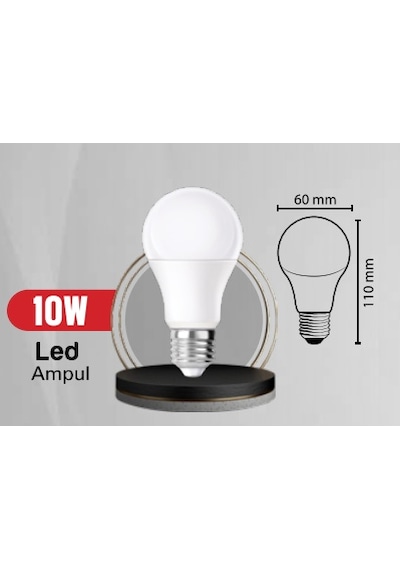 10W Led Ampul Beyaz Işık 6'Lı Paket E27 Duy