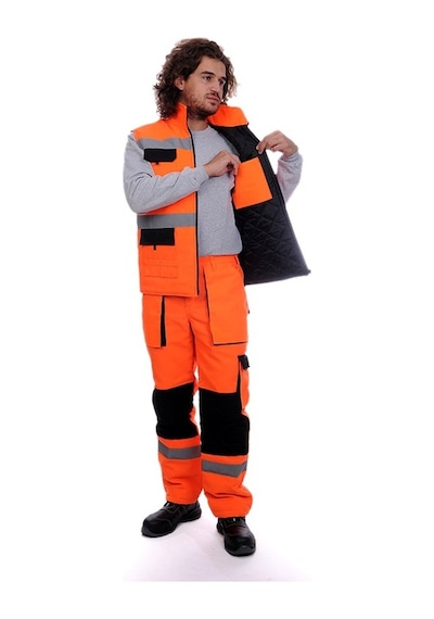 Çok Cepli Kapitoneli Yelek Turuncu