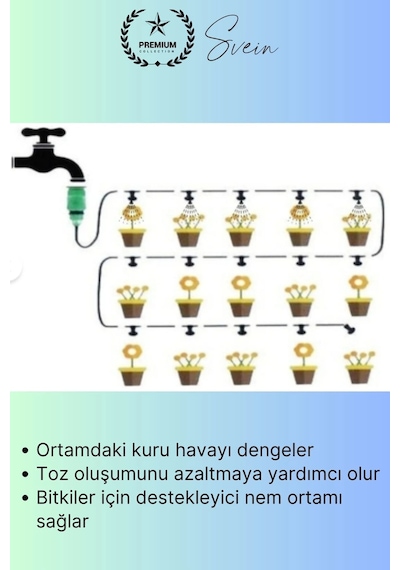 Nemlendirme Açık Alan Sisleme Ve Serinletme Kiti 10 Metre Balkon Teras Cafe Bahçe Nemlendirici