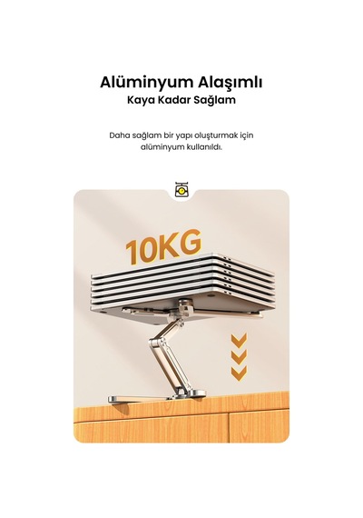 Frısby 3 Eksenli Yüksekliği Ayarlanan Alüminyum Ergonomik Laptop Standı, Laptop Yükseltici 15.6" 1