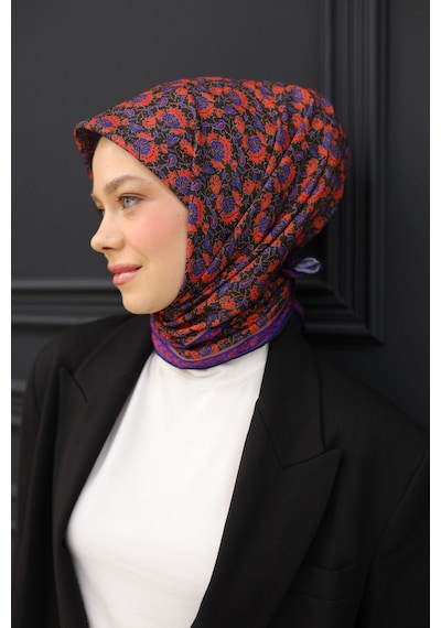 Silk Home Soft Eşarp 73077-07 Siyah, Saks, Parlak Turuncu
