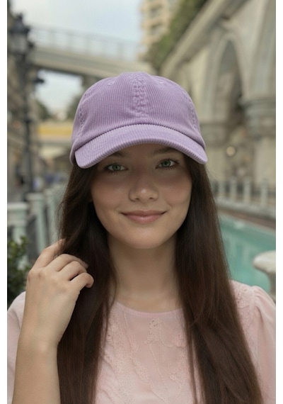 Mollycrush Kadın Mevsimlik Fitilli Kadife Mor Şapka Günlük Ayarlanabilir Beyzbol Kep Mor