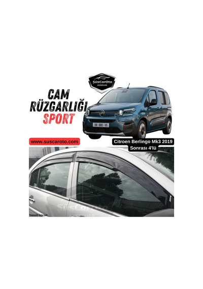 Citroen Berlingo Mk3 2019 Sonrası Uyumlu Mugen Cam Rüzgarlığı Seti Piano Black 4'lü İthal Parlak Siyah 00 Şüscaroto Aksesuar