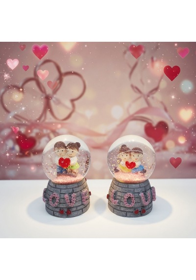 Işıklı Mini Kar Küresi - Love Tasarımlı - Pilli - Romantik Hediyelik - Dekoratif Obje 1