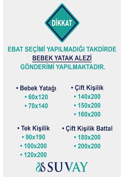 SUVAY Sıvı Geçirmez Alez Micro Fitted Çarşaf Tipi Yatak Koruyucu Tek ve Çift Kişilik