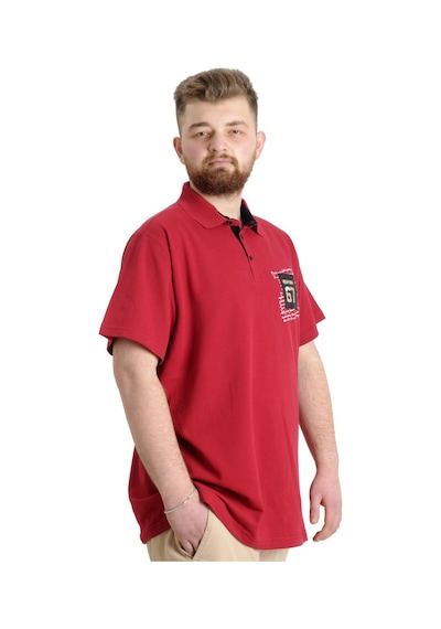 Mode Xl Büyük Beden Erkek T-Shirt Polo Parçalı Nyc 23332 Bordo 001