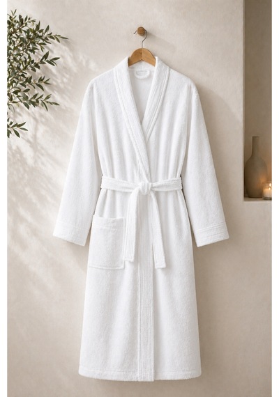 Veramoni Rituals Serisi Pamuklu Kimono Bornoz - Beyaz - L/xl