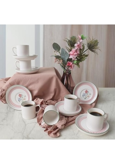 Rose Kahve Takımı 12 Parça 6 Kişilik 22910-12 Acı Kahve